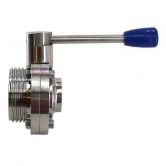 DIN DN 25 Едноклапанен санитарен кран тип Бътерфлай, Резба/Заварка (4-позиционна дръжка) 