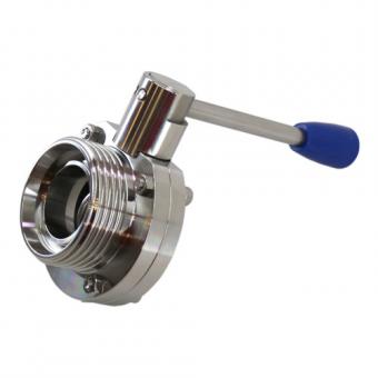 DIN DN 25 Едноклапанен санитарен кран тип Бътерфлай, Резба/Заварка (4-позиционна дръжка) 