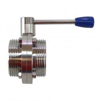 DIN DN 50 Едноклапанен санитарен кран тип Бътерфлай, Резба/Резба (4-позиционна дръжка)