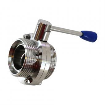 DIN DN 50 Едноклапанен санитарен кран тип Бътерфлай, Резба/Резба (4-позиционна дръжка)