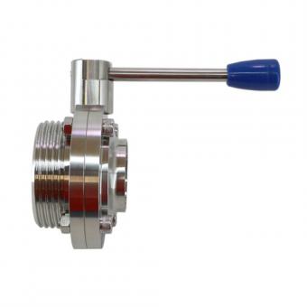 DIN DN 50 Едноклапанен санитарен кран тип Бътерфлай, Резба/Заварка (4-позиционна дръжка)