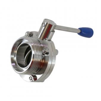 DIN DN 50 Едноклапанен санитарен кран тип Бътерфлай, Резба/Заварка (4-позиционна дръжка)