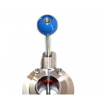 DIN DN 50 Едноклапанен санитарен кран тип Бътерфлай, Резба/Заварка (3-позиционна дръжка)